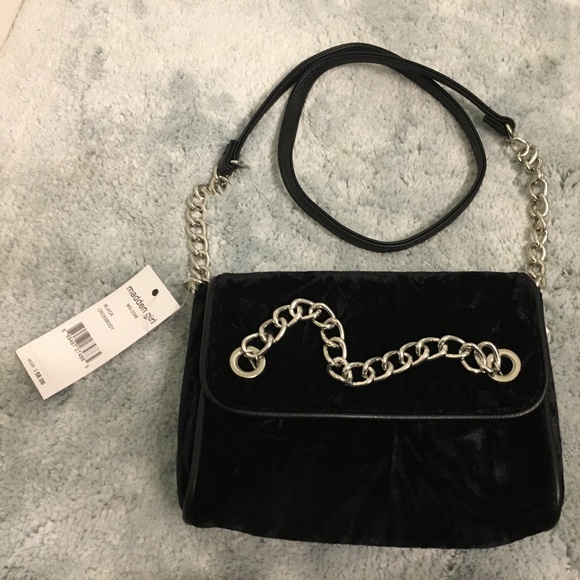 Madden Girl Handbags - Madden Girl Black velvet Crossbody Bag